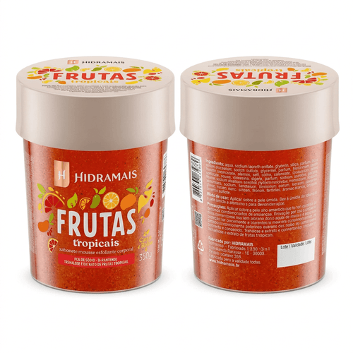 Sabonete Mousse Esfoliante Corporal Hidramais com Frutas Tropicais 350g