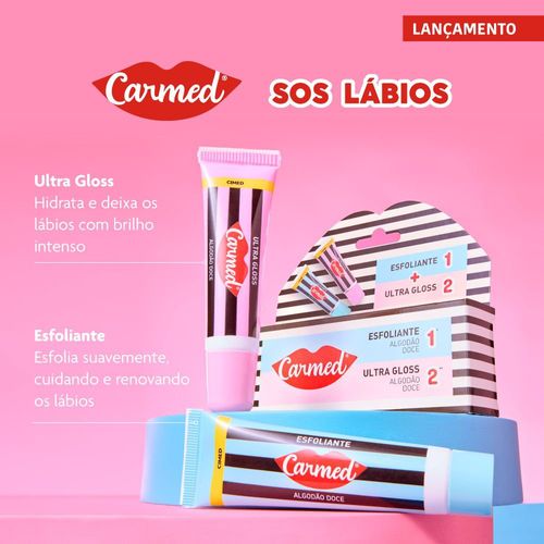 Kit Hidratante Labial Carmed SOS Lábios Algodão Doce com Manteiga de Karité