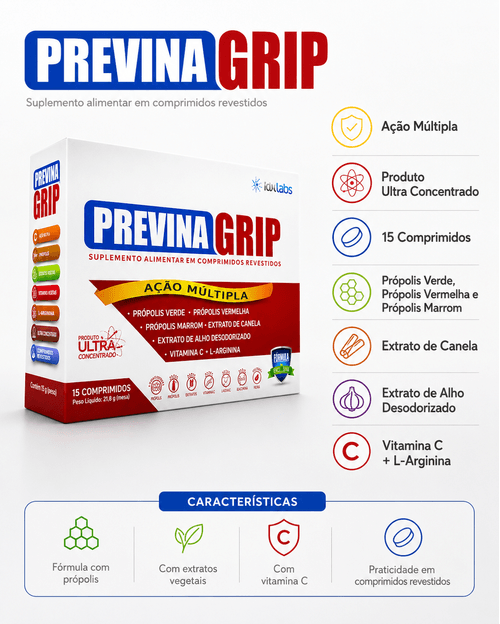 Multivitamínico Previna Grip Idn Labs 15 Comprimidos