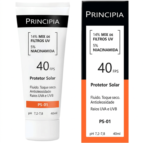 Protetor Solar Facial em Loção Principia PS-01 com FPS 40 e Niacinamida 40ml