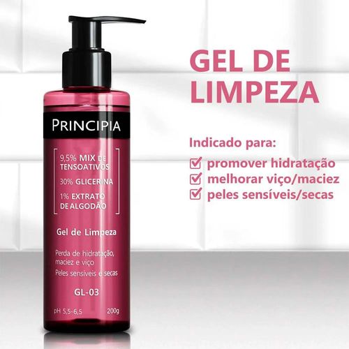 Gel de Limpeza Facial Principia GL-03 com Mix de Tensoativos e Glicerina 200ml