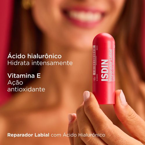 Reparador Labial em Stick ISDIN com Ácido Hialurônico e Vitamina E 4g