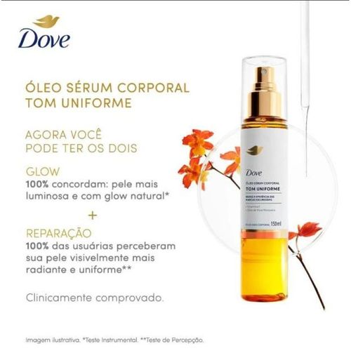 Óleo Sérum Corporal Dove Tom Uniforme com Vitamina E e Rosa Mosqueta 150ml