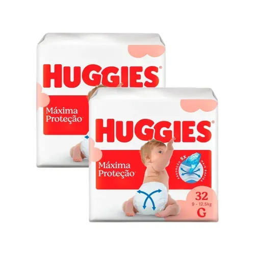 Fralda Infantil Huggies Máxima Proteção G 32 Unidades