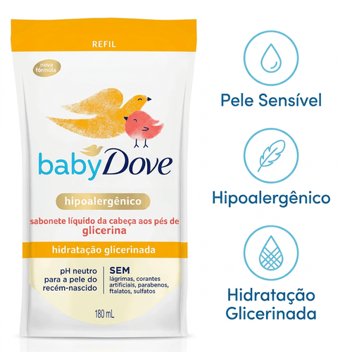 Sabonete Líquido Infantil Dove Baby Hidratação Glicerinada Refil 180ml