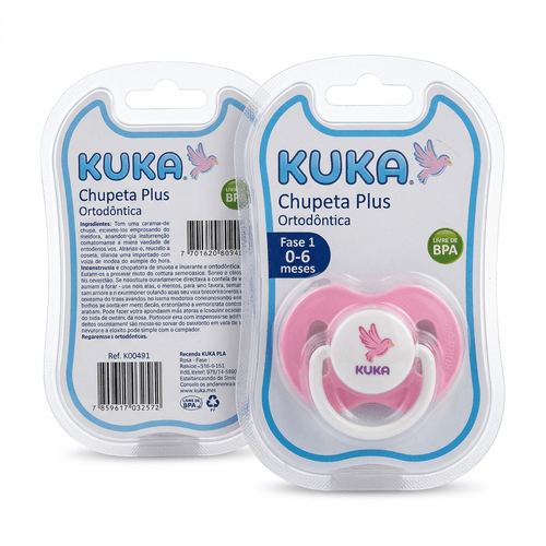 Chupeta Kuka Plus Ortodôntica Rosa Fase 1