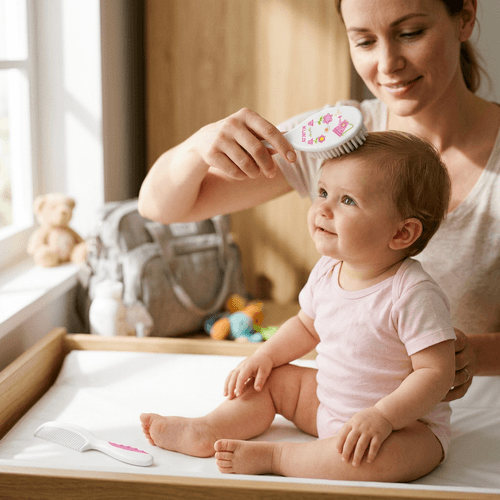 Kit Escova e Pente Infantil Kuka Soft Rosa 2 Unidades