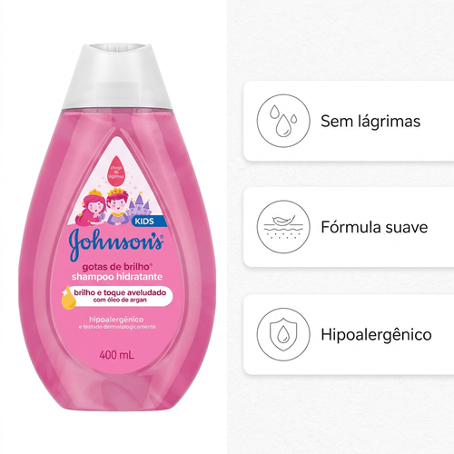 Shampoo Infantil Johnson's Baby Gotas de Brilho 400ml