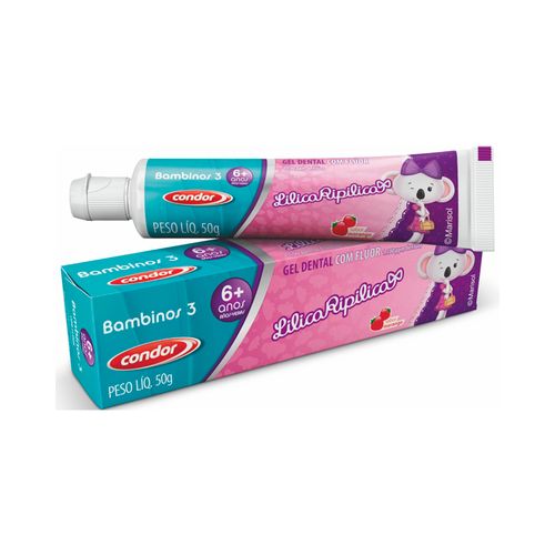 Creme Dental Infantil Condor Lilica Ripilica Bubble Gum 50g