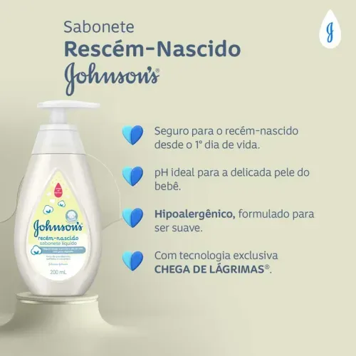 Sabonete Líquido Infantil Johnson's Baby Recém-Nascido 200ml