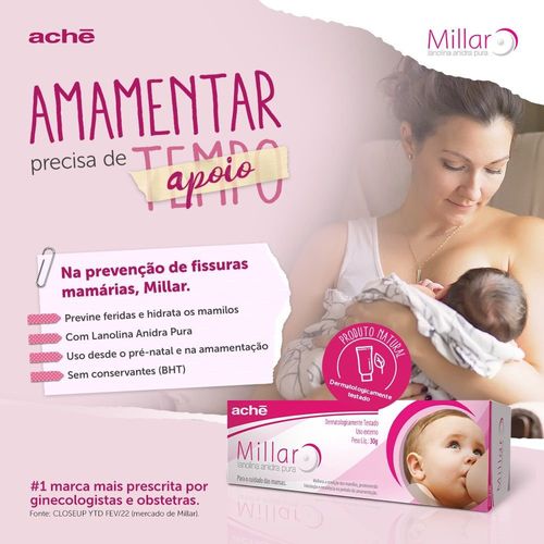 Pomada de Lanolina para Mamilos Millar 30g