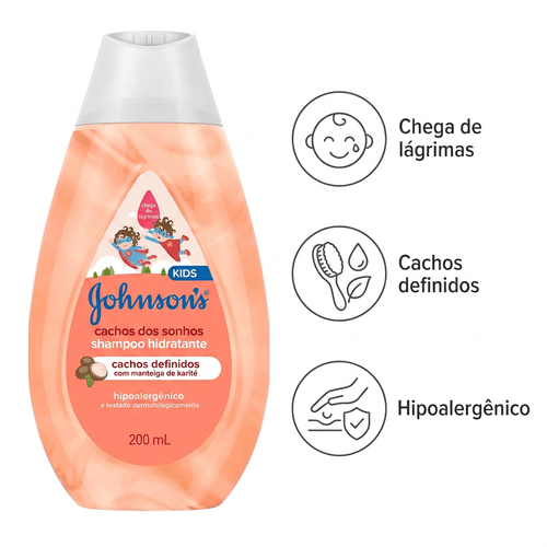 Shampoo Infantil Johnson's Baby Cachos dos Sonhos 200ml