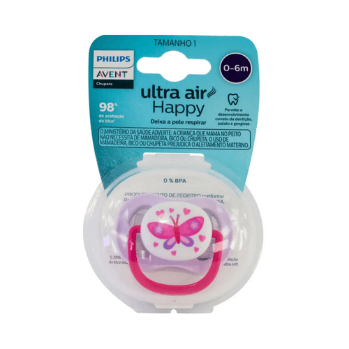Chupeta Philips Avent Ultra Air Happy Borboleta 0-6 Meses