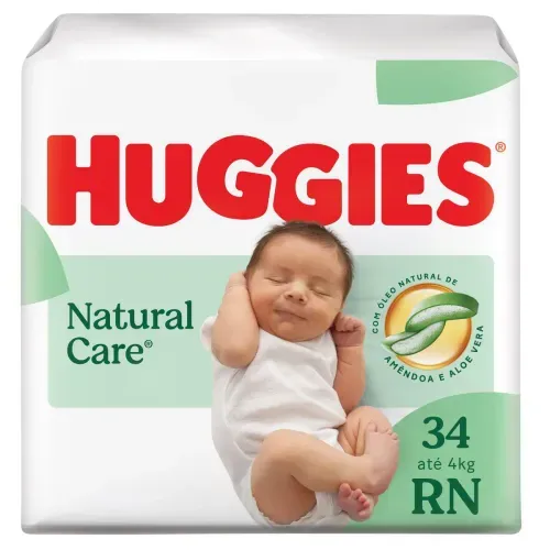 Fralda Huggies Natural Care Tamanho RN - 34 Unidades