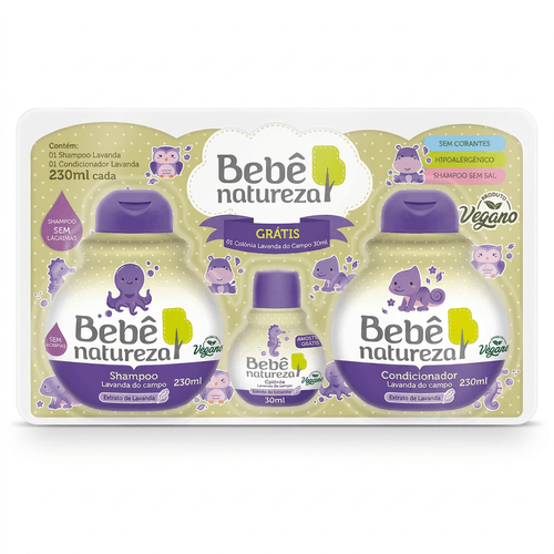 Kit Infantil Bebê Natureza Lavanda Shampoo e Condicionador 230ml + Colônia 30ml