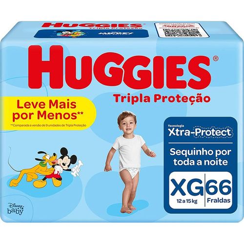 Fralda Infantil Huggies Tripla Proteção XG 66 Unidades