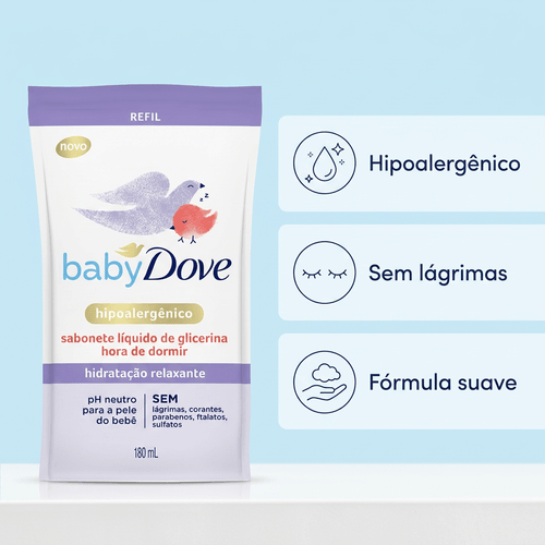 Sabonete Líquido Infantil Baby Dove Hora de Dormir Refil 180ml