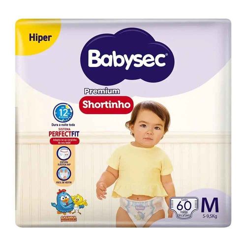 Fralda Babysec Shortinho Hiper M com 60 Unidades