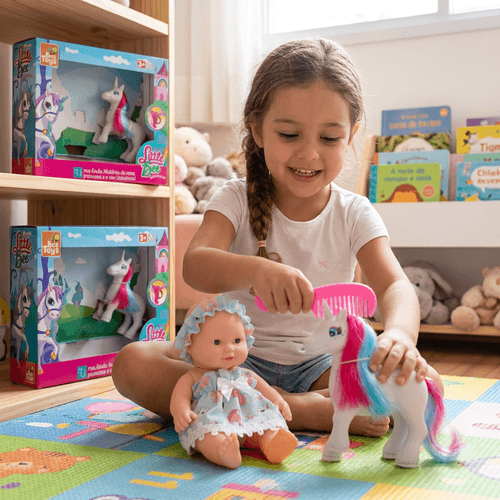 Boneca Little Bee Unicórnio Bee Toys com Acessórios 3 Peças