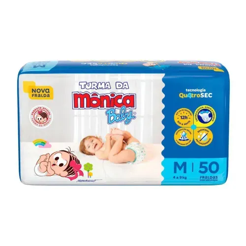 Fralda Infantil Turma da Mônica Baby M 50 Unidades
