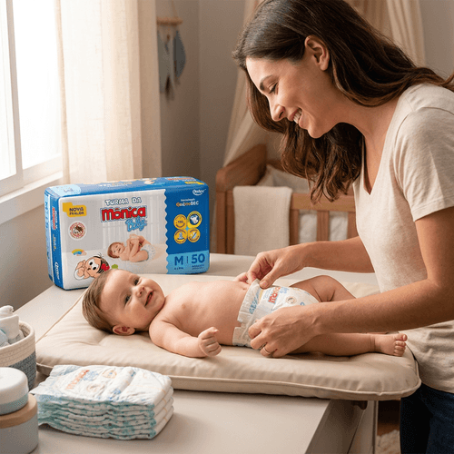 Fralda Infantil Turma da Mônica Baby M 50 Unidades