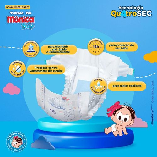 Fralda Infantil Turma da Mônica Baby P 62 Unidades