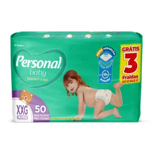 Fralda Infantil Personal Baby Hiper XG 50 Unidades