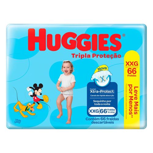 Fralda Infantil Huggies Tripla Proteção XXG 66 Unidades