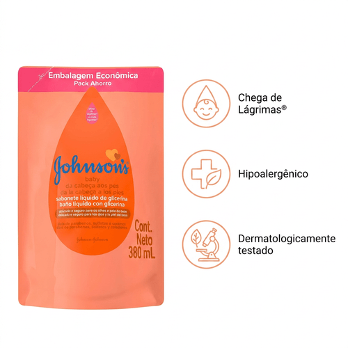 Sabonete Líquido Infantil Johnson's Baby Cabeça aos Pés Refil 380ml