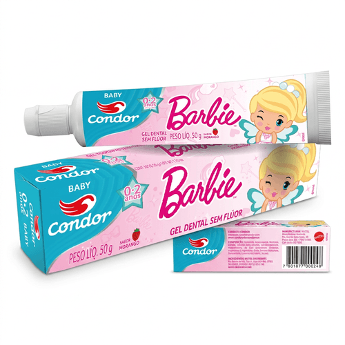 Creme Dental Infantil Condor Barbie Sem Flúor 50g