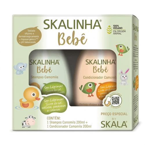 Kit Shampoo e Condicionador Infantil Skalinha Bebê Camomila 400ml 2 Unidades