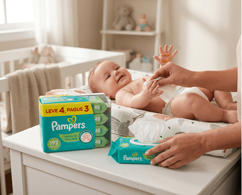 Lenço Umedecido Pampers 4 Pacotes 192 Unidades