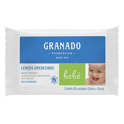 Lenço Umedecido Granado Bebê Pele Sensível 50 Unidades
