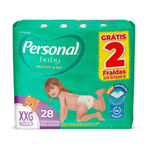 Fralda Personal Baby Tamanho XXG - Leve 28 Pague 26
