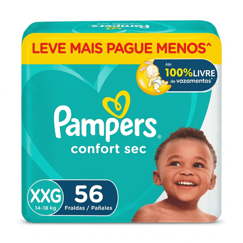 Fralda Infantil Pampers Confort Sec Super XG 56 Unidades