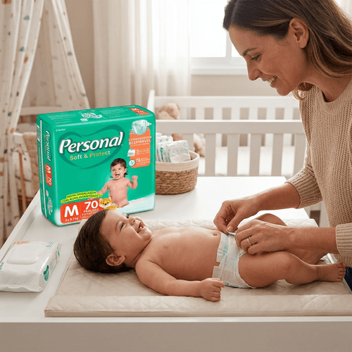 Fralda Infantil Personal Baby Protect & Sec M 70 Unidades