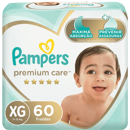 Fralda Infantil Pampers Premium Care XG 60 Unidades