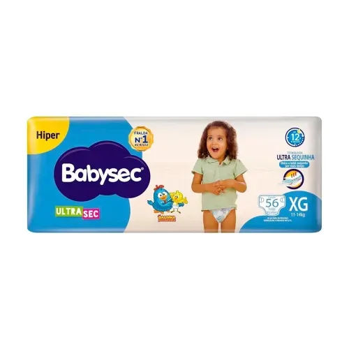 Fralda Infantil Babysec Ultrasec Galinha Pintadinha XG 56 Unidades