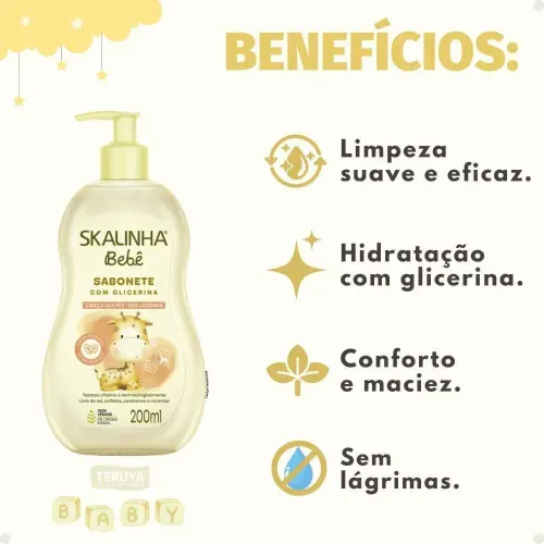 Sabonete Líquido Infantil Skalinha Bebê Glicerina 200ml