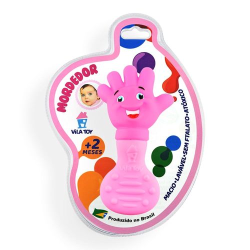 Mordedor Infantil Vila Toy Mãozinha Rosa