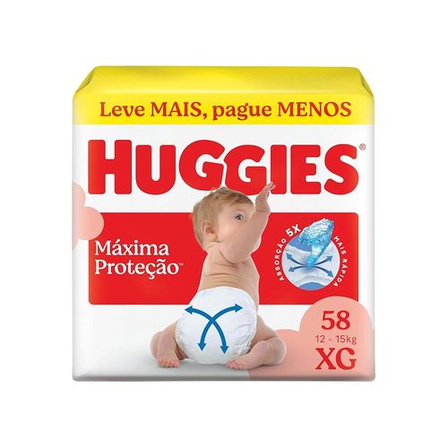 Fralda Huggies Máxima Proteção Hiper XG 58 Unidades
