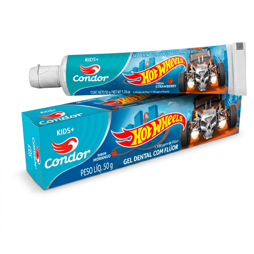 Creme Dental Infantil Condor Hot Wheels Morango 50g