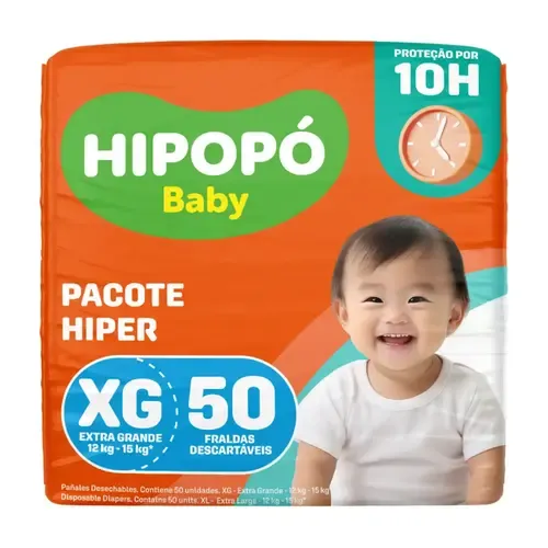 Fralda Infantil Hipopó Baby XG 50 Unidades