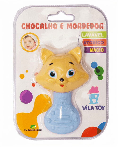 Mordedor e Chocalho Vila Toy Gata Azul 1 Unidade