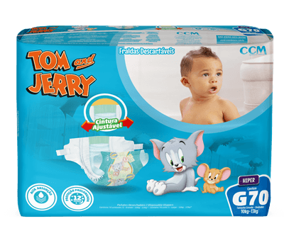 Fralda Infantil Tom e Jerry Hiper Tamanho G - 70 Uni