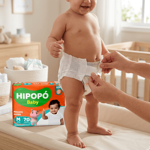 Fralda Infantil Hipopó Baby M 70 Unidades