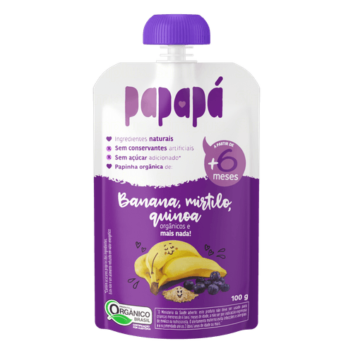 Papinha Orgânica Papapa Banana Mirtilo e Quinoa 100g