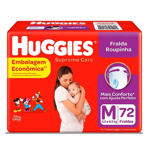 Fralda Huggies Roupinha Supreme Care Hiper - Tamanho M com 72 Fraldas
