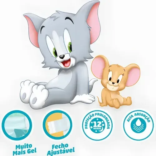 Fralda Infantil Tom e Jerry Hiper Tamanho XXG - 50 Uni