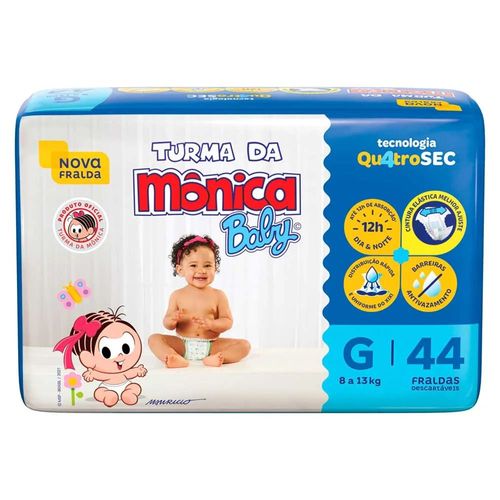 Fralda Turma da Mônica Baby Mega G - 44 Unidades